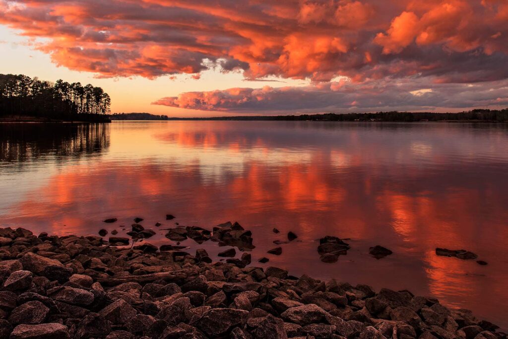 Beautiful sunsets over Lake Greenwood are just one of the pleasures of Greenwood's trails.