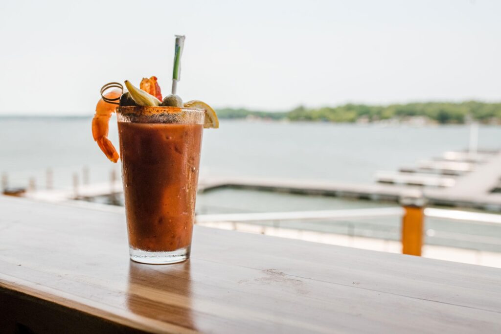 Lakeside drinks are a popular way to relax at area restaurants.